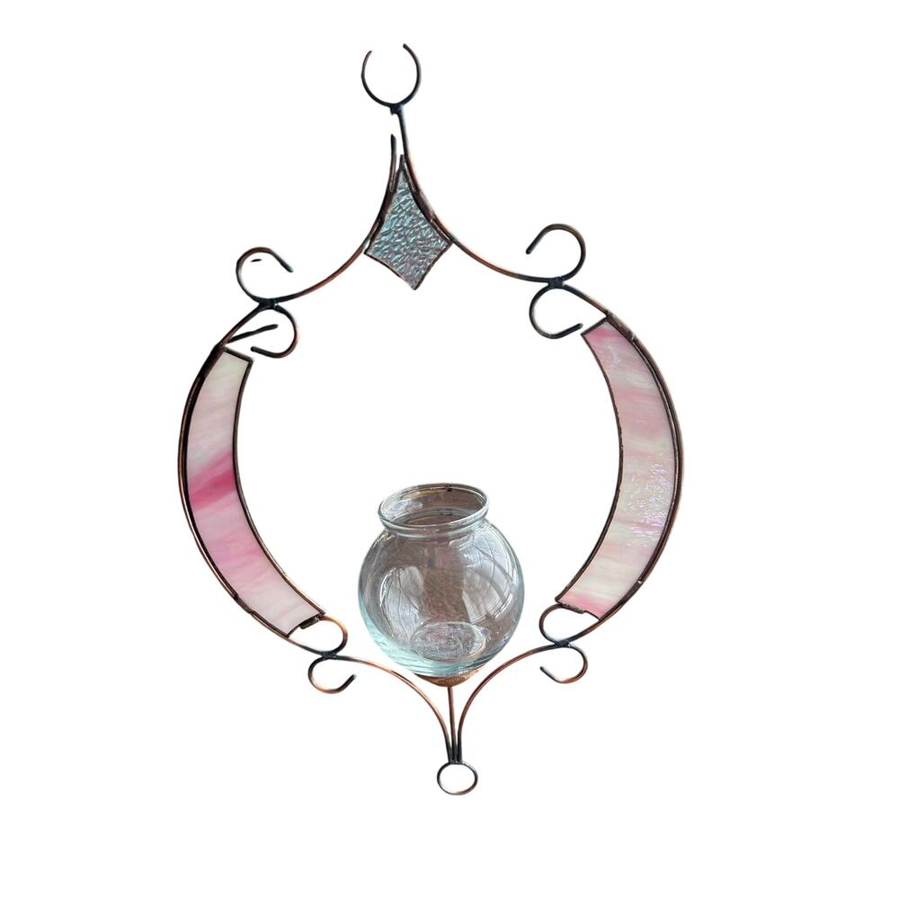 Vintage Stained Glass Plant Rooter Candle Holder Hanging Home Decor gift